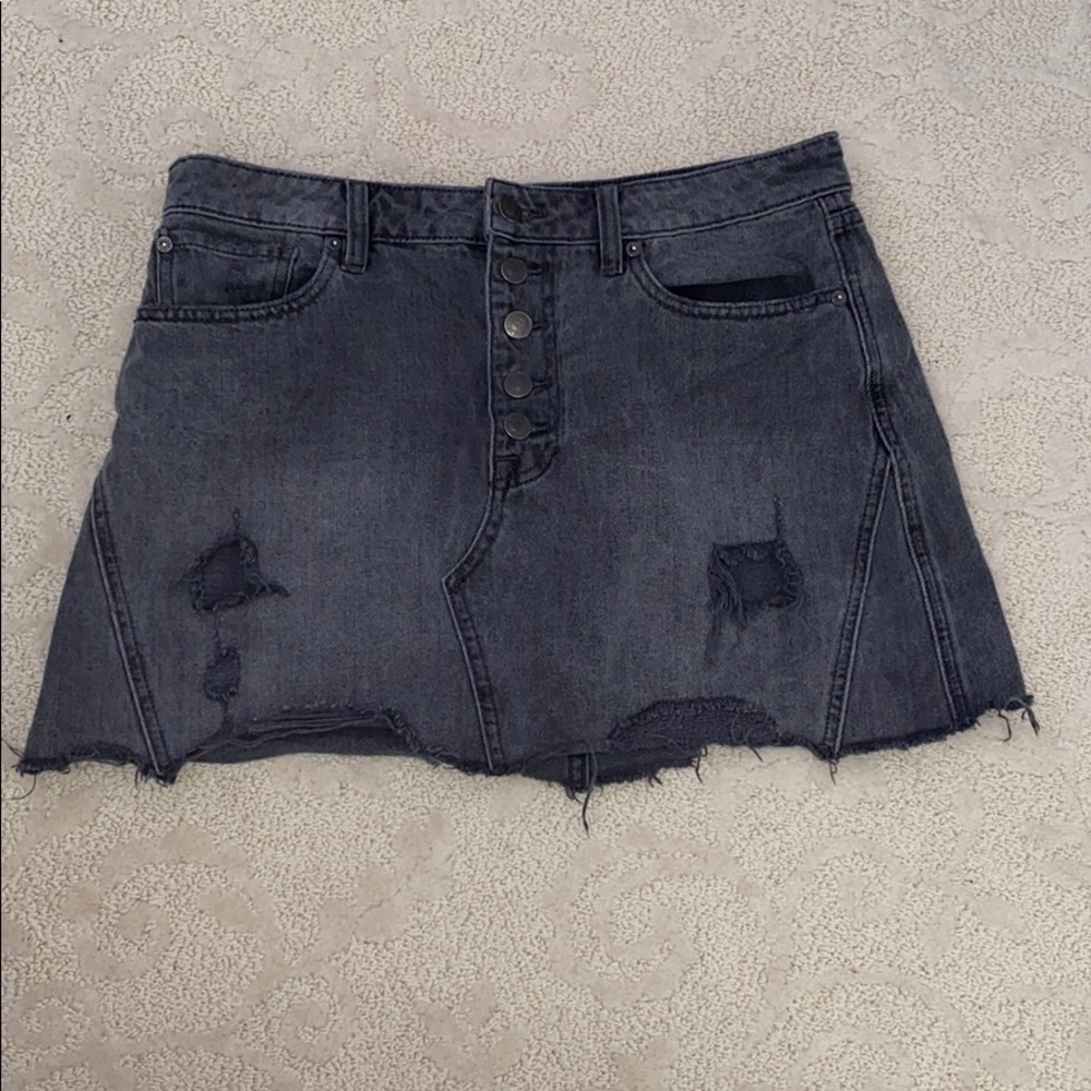 Free people black charcoal Jean skirt